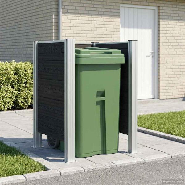 ARDEBO.de - Mülltonnenzaun Grau 85 x 85 x 115 cm Aluminium und WPC