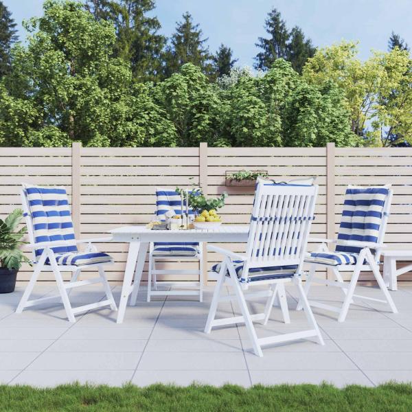 ARDEBO.de - Outdoor-Kissen 4 stk. Stoff Blau und Weiß 120 x 50 x 7 cm