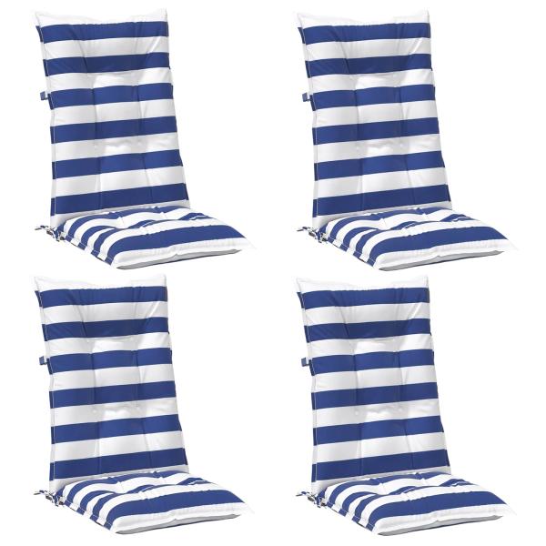 Outdoor-Kissen 4 stk. Stoff Blau und Weiß 120 x 50 x 7 cm