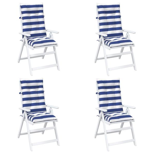 Outdoor-Kissen 4 stk. Stoff Blau und Weiß 120 x 50 x 7 cm