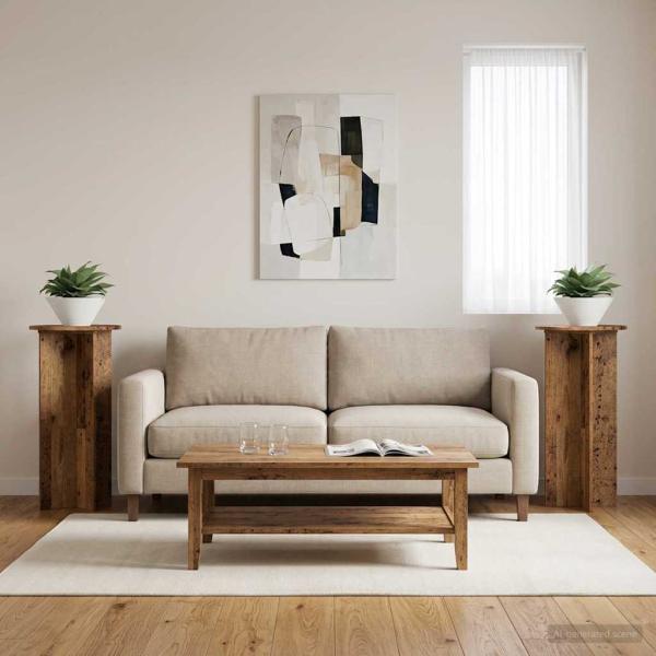 ARDEBO.de - Pflanzenständer 2 Stk. Altholz 40 x 40 x 80 cm Holzwerkstoff