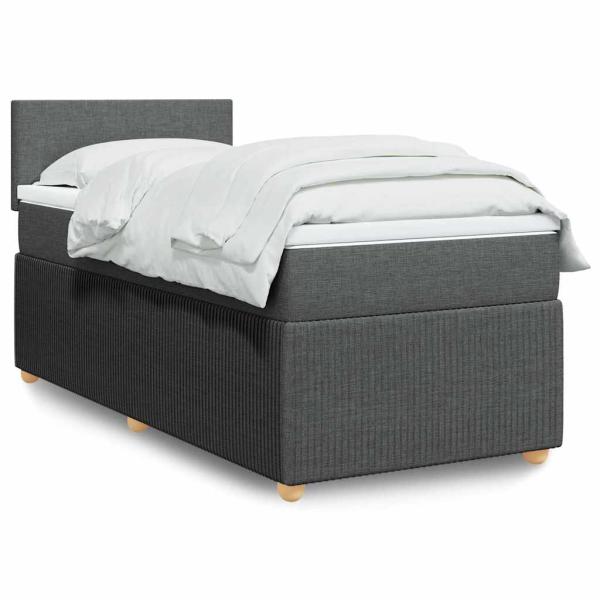 ARDEBO.de - Boxspringbett mit Matratze Dunkelgrau 90x200 cm Stoff