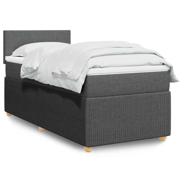 ARDEBO.de - Boxspringbett mit Matratze Dunkelgrau 90x200 cm Stoff