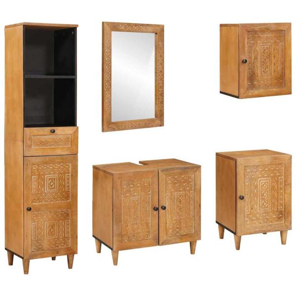 ARDEBO.de - Badezimmermöbel-Set mit Schubladen 5 pcs Braun Holzwerkstoff
