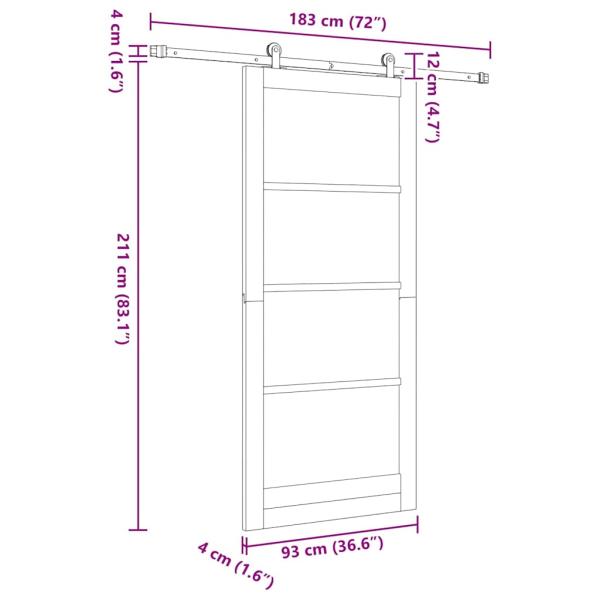 Schiebetür ORKDAL Weiß 93 x 211 cm Massivholz Kiefer und Glas