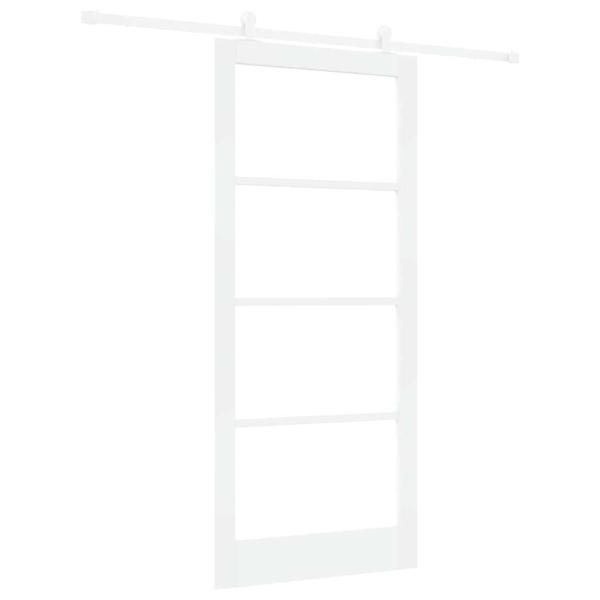 Schiebetür ORKDAL 93 x 211 cm Massivholz Kiefer und Glas Weiß