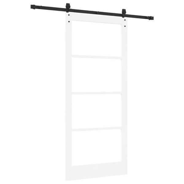 Schiebetür Weiß 93 x 211 cm Massivholz Kiefer und Glas