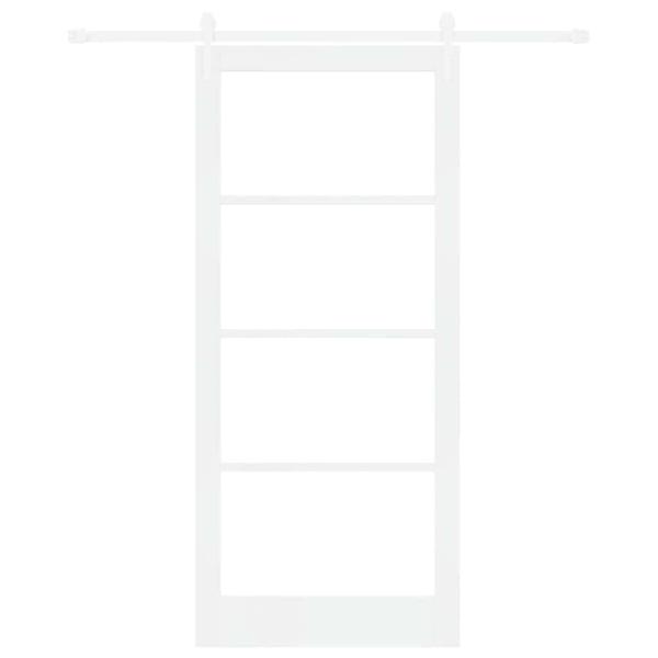 Schiebetür Weiß 93 x 211 cm Massivholz Kiefer und Glas
