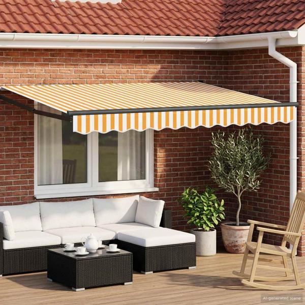 ARDEBO.de - Manuelle Gelenkarmmarkise mit LEDs 3,5 x 2 m