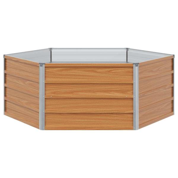 Hochbeet im Garten Holzoptik 129 x 129 x 45 cm Verzinkter Stahl