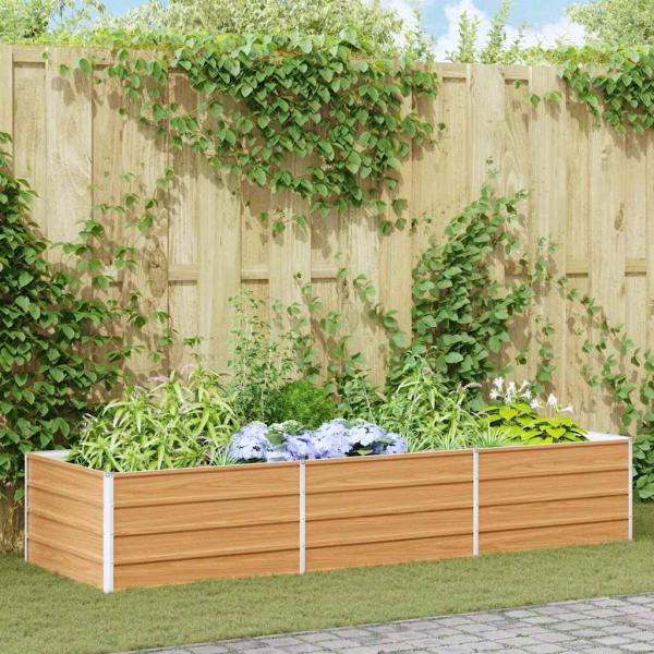 ARDEBO.de - Hochbeet Hellbraun 240 x 80 x 45 cm Verzinkter Stahl