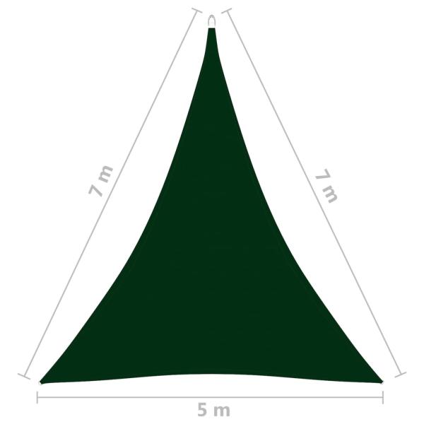 Sonnensegel Oxford-Gewebe Dreieckig 5x7x7 m Dunkelgrün