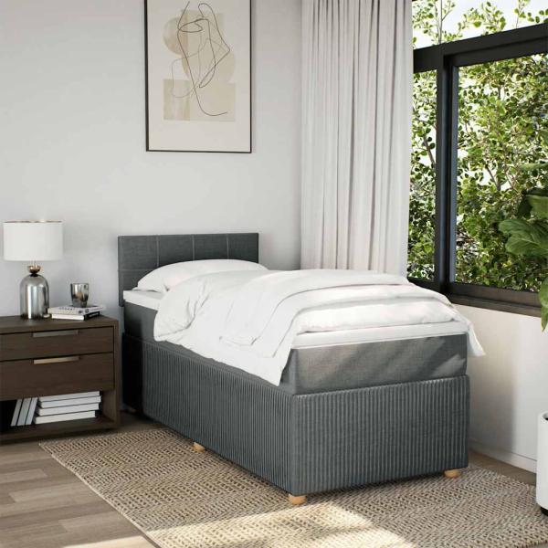Boxspringbett mit Matratze Dunkelgrau 90x200 cm Stoff