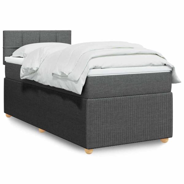 ARDEBO.de - Boxspringbett mit Matratze Dunkelgrau 90x200 cm Stoff