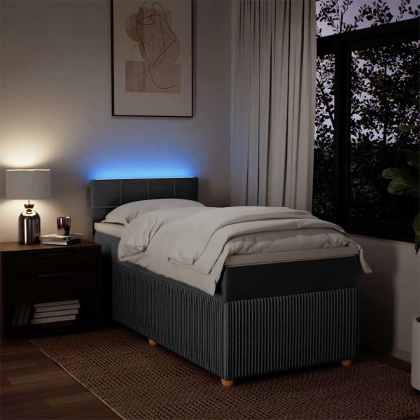 Boxspringbett mit Matratze Dunkelgrau 90x200 cm Stoff