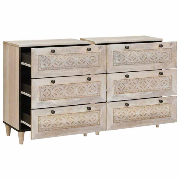 Sideboard 2 stk. 120 x 33,5 x 75 cm massives Mangoholz Weiß