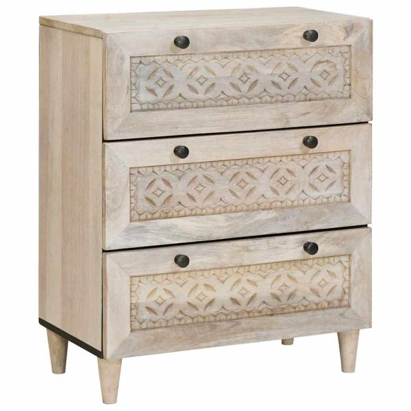 Sideboard 2 stk. 120 x 33,5 x 75 cm massives Mangoholz Weiß