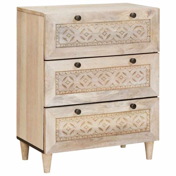 Sideboard 3 pcs Weiß 180 x 33,5 x 75 cm massives Mangoholz
