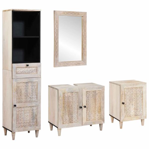 ARDEBO.de - Badezimmermöbel-Set mit Schubladen 4 pcs Weiß Holzwerkstoff