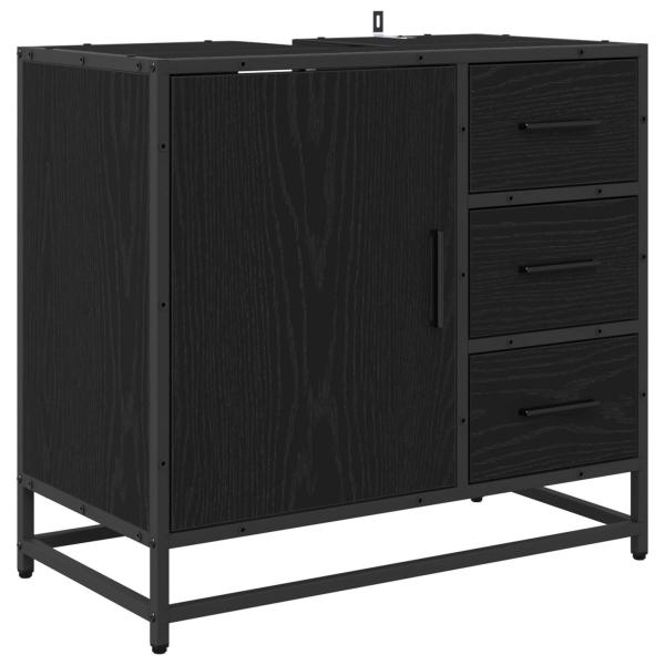 Badezimmermöbel-Set 2 stk. Schwarz Eichen-Optik 65 x 33 x 60 cm
