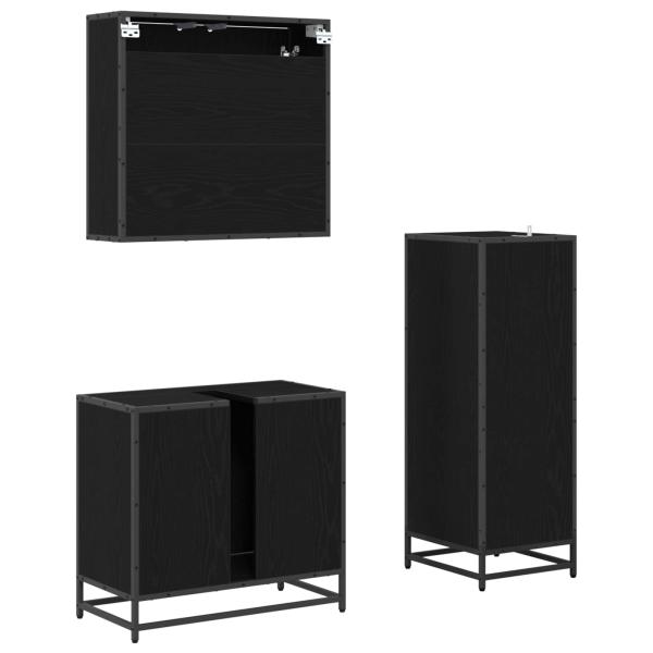 Badezimmermöbel-Set 3 stk. Schwarz Eichen-Optik 60 x 33 x 60 cm