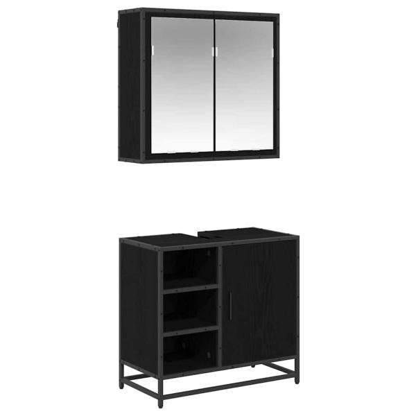 Badezimmermöbel-Set 2 stk. Schwarz Eichen-Optik 65 x 33 x 60 cm