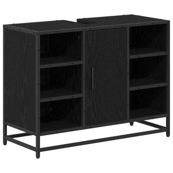 Badezimmermöbel-Set 3 stk. Schwarz Eichen-Optik 80 x 33 x 60 cm