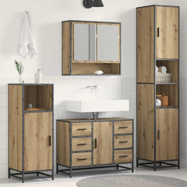 ARDEBO.de - Badezimmermöbel-Set 3 stk. Artisan-Eiche 90 x 33 x 60 cm