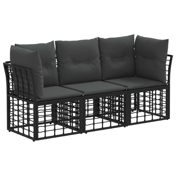 Outdoor-Sofagarnitur Schwarz Polyester