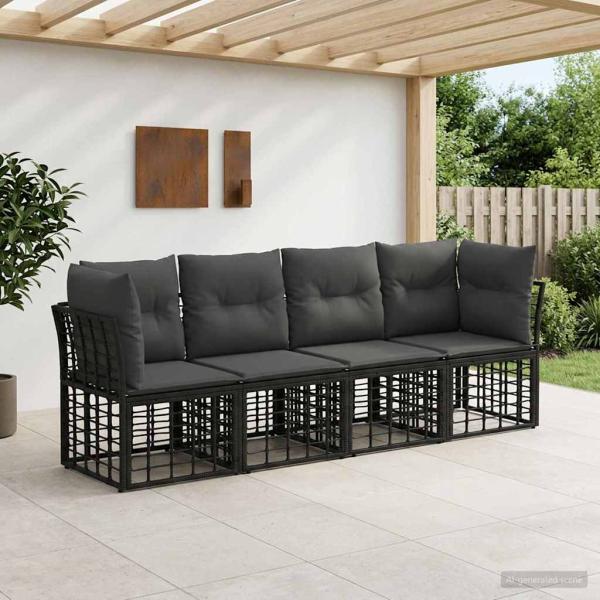 ARDEBO.de - Outdoor-Sofagarnitur Schwarz Polyester