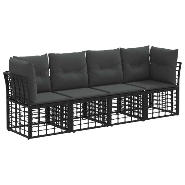 Outdoor-Sofagarnitur Schwarz Polyester