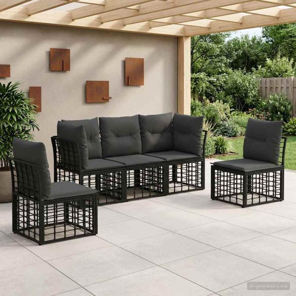 ARDEBO.de - Outdoor-Sofagarnitur Schwarz Polyester