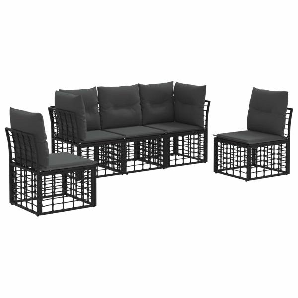 Outdoor-Sofagarnitur Schwarz Polyester