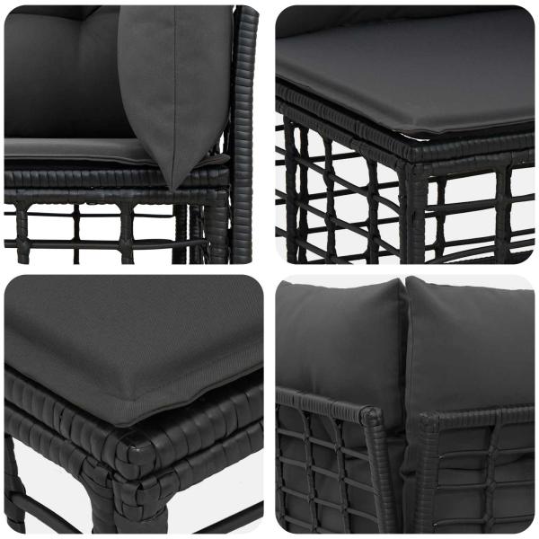 Outdoor-Sofagarnitur Schwarz Polyester