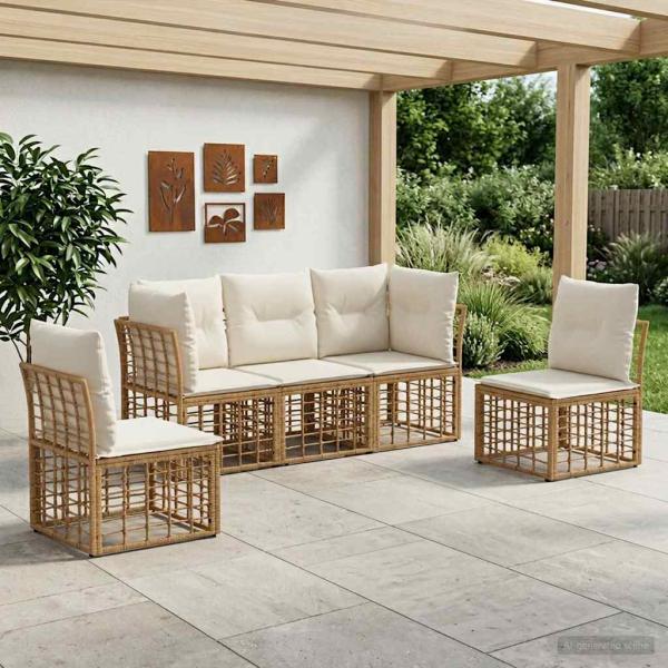 ARDEBO.de - Outdoor-Sofagarnitur Natur Polyester