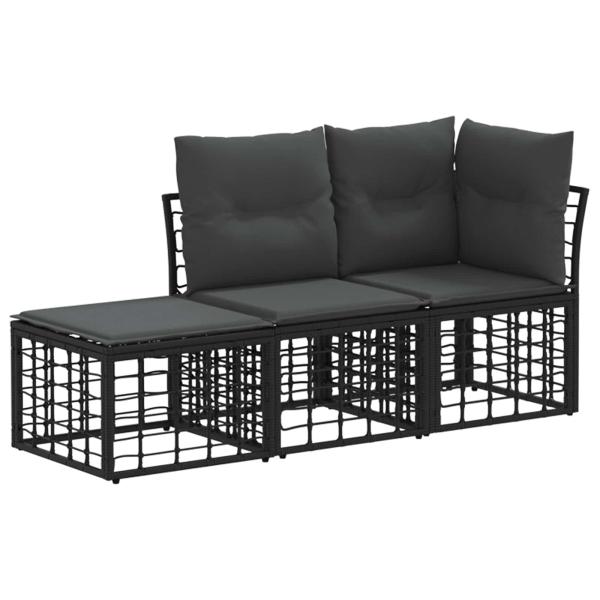 Outdoor-Sofagarnitur 3 stk. Schwarz Polyester