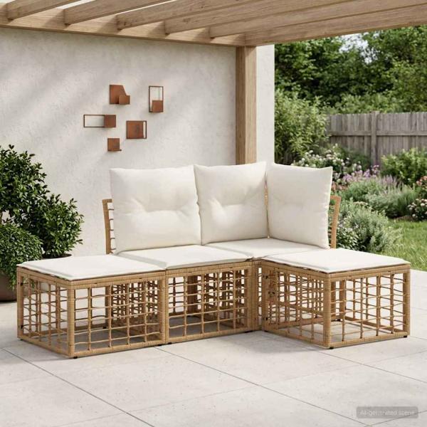 ARDEBO.de - Outdoor-Sofagarnitur Natur Polyester