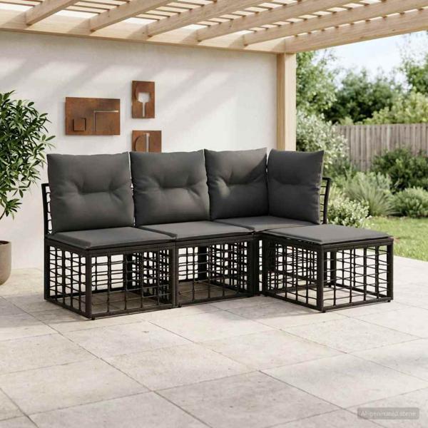 ARDEBO.de - Outdoor-Sofagarnitur Schwarz Polyester