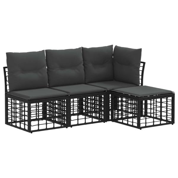 Outdoor-Sofagarnitur Schwarz Polyester