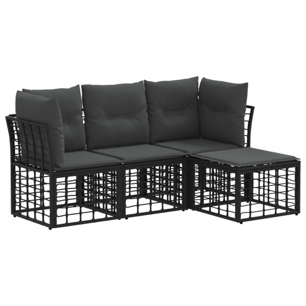Outdoor-Sofagarnitur Schwarz Polyester