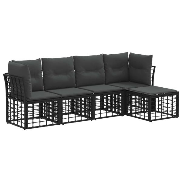 Outdoor-Sofagarnitur Schwarz Polyester