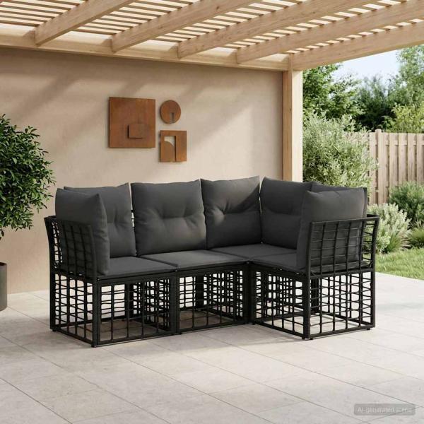 ARDEBO.de - Outdoor-Sofagarnitur Schwarz Polyester