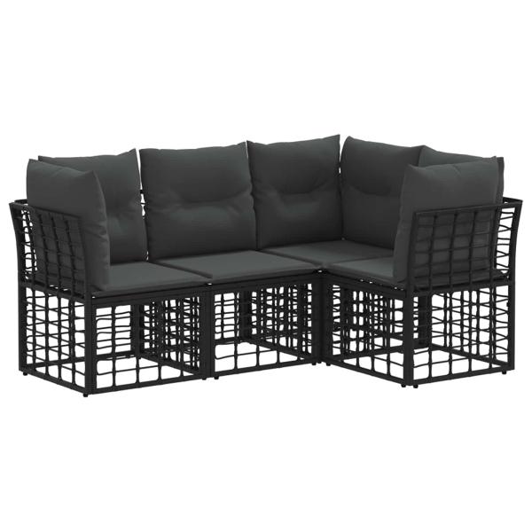 Outdoor-Sofagarnitur Schwarz Polyester