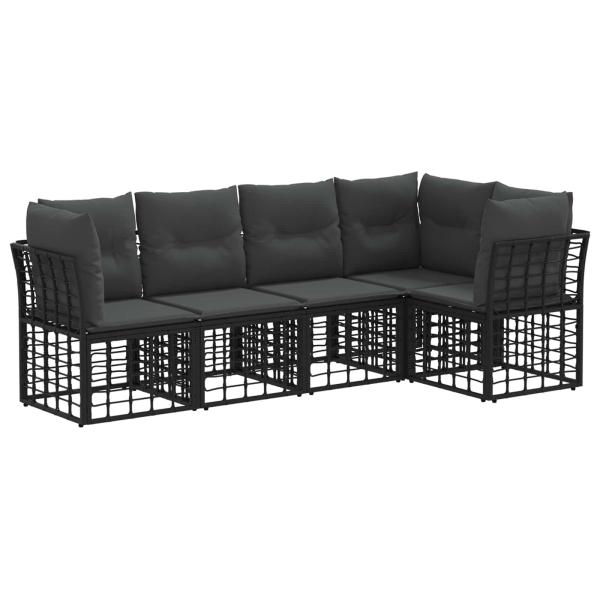 Outdoor-Sofagarnitur Schwarz Polyester