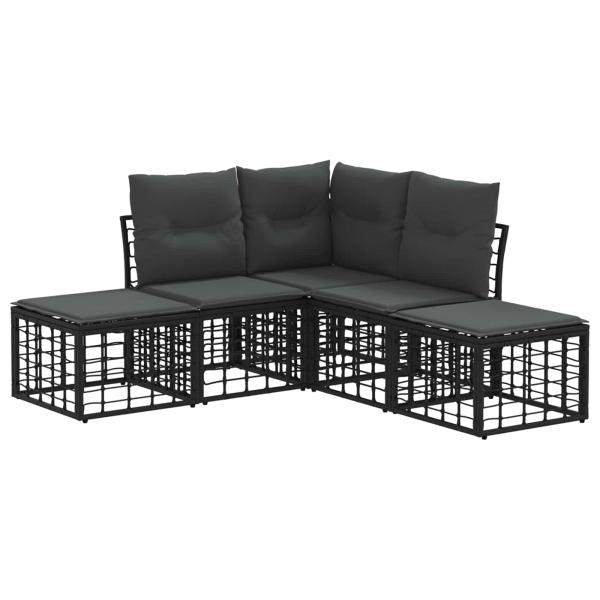 Outdoor-Sofagarnitur Schwarz Polyester