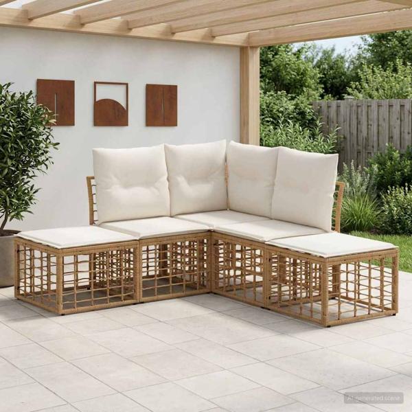 ARDEBO.de - Outdoor-Sofagarnitur Natur Polyester