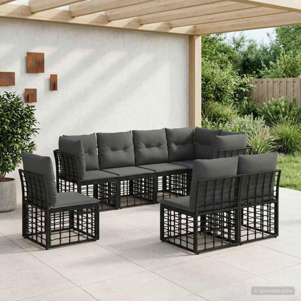 ARDEBO.de - Outdoor-Sofagarnitur Schwarz Polyester