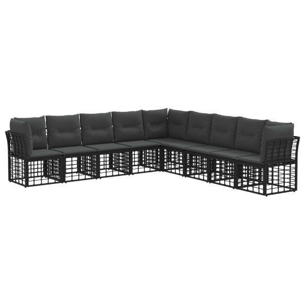 Outdoor-Sofagarnitur Schwarz Polyester