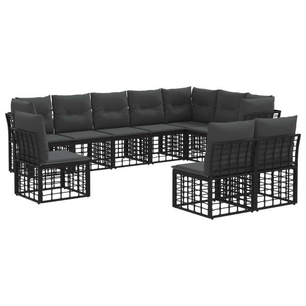 Outdoor-Sofagarnitur Schwarz Polyester