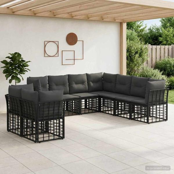 ARDEBO.de - Outdoor-Sofagarnitur Schwarz Polyester